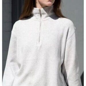 Brandy Melville Missy Gray Thermal Y2K Zip Pullover Sweatshirt S A001235